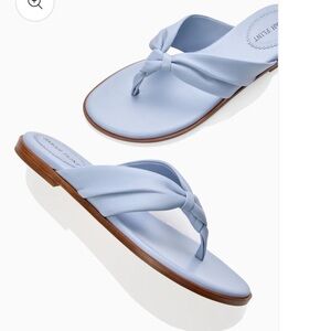 Sarah Flint Women's Knotted Leather Thong Sandals in Light Blue 41 NEW